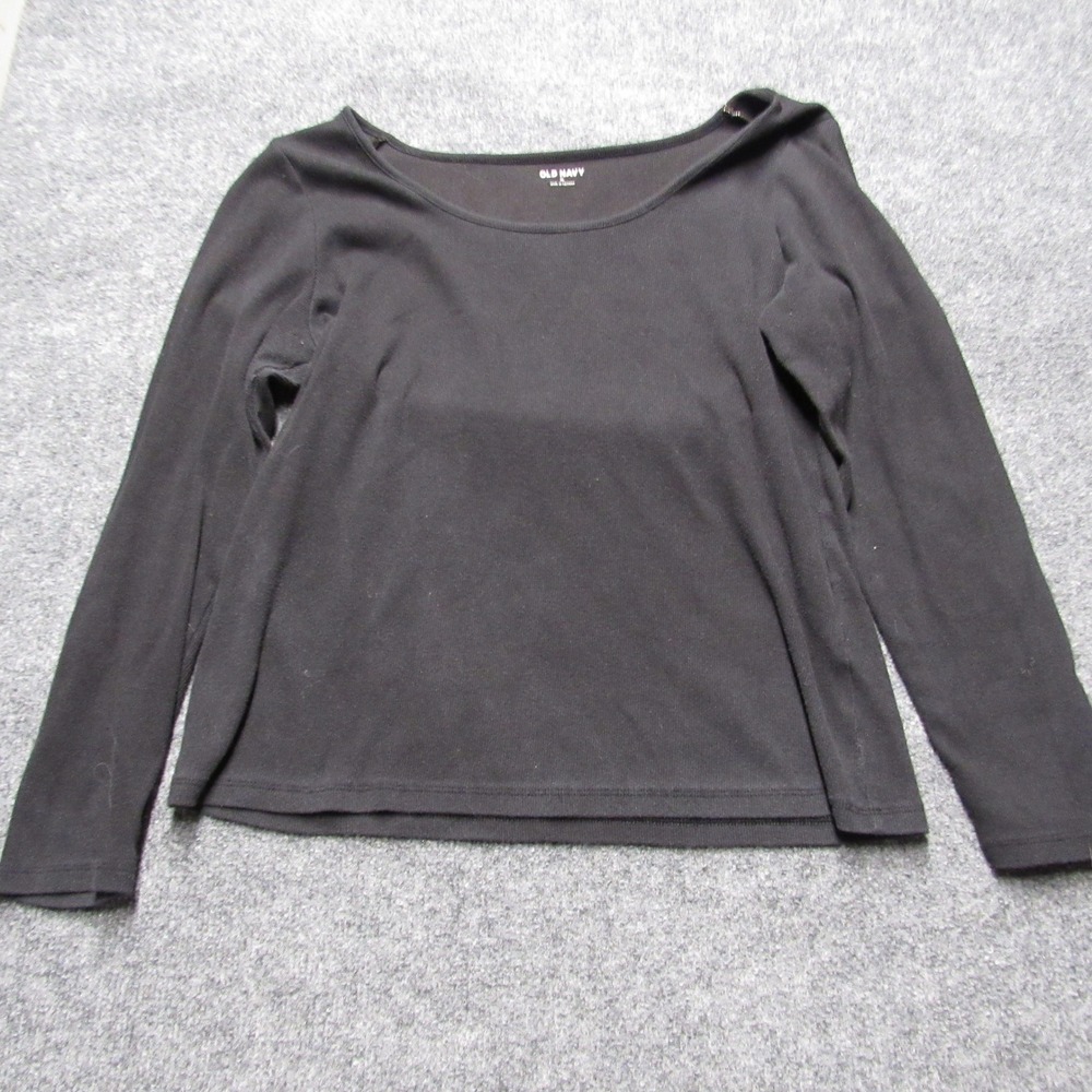 Old Navy Womens Black Ribbed Long Sleeve Scoop Neck Top XL